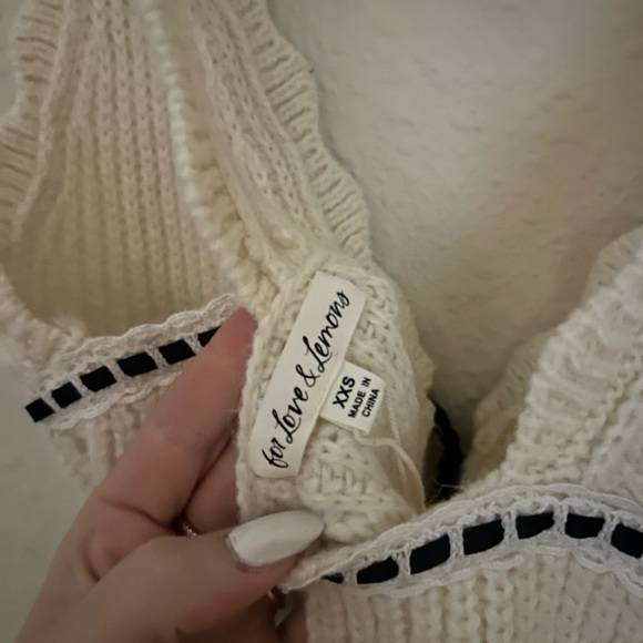 For Love And Lemons Ivory Knit dress with Black Accents - Picture 5 of 6